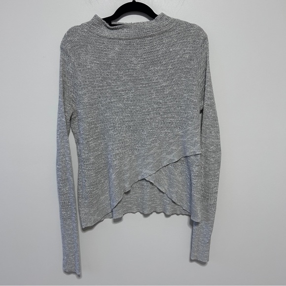 Free People Gray Crewneck Women's Size Small Linen Blend Loose Knit Sweater - Picture 3 of 15